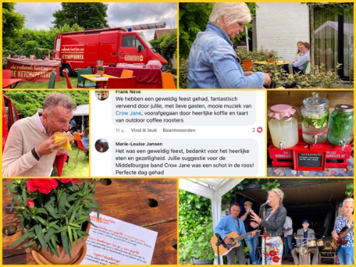 Foodtruck op een tuinfeest.